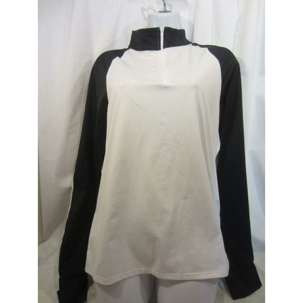 ELEVEN black white LS windbreaker pullover top VENUS WILLIAMS Women XL